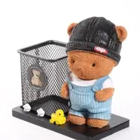 Фигура - карандашница&laquo;Медвежонок с уточкой&raquo; полистоун, 8.9&times;15.7&times;16 см