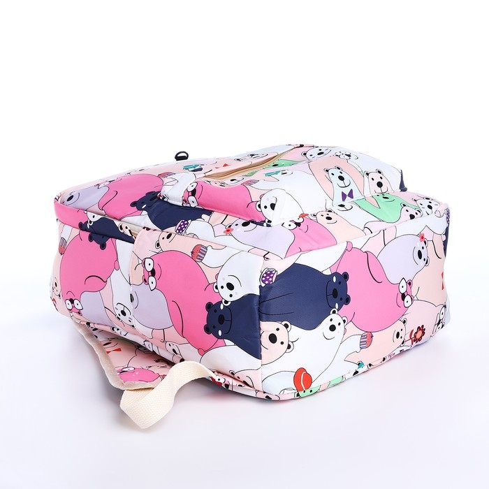 Рюкзак школьный из текстиля на молнии, 3 кармана, пенал, цвет розовый