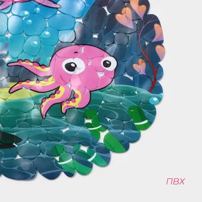 Коврик противоскользящий в ванну Доляна &laquo;Яркие рыбы&raquo;, на присосках, 35&times;68 см