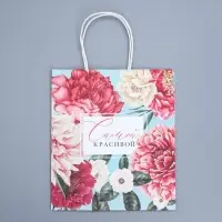 Пакет подарочный крафтовый, упаковка, &laquo;Цветочный&raquo;, 22&times;25&times;12 см