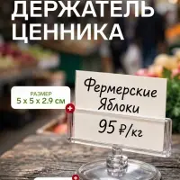 Ценникодержатель на круглой подставке, пластик, 5&times;5&times;2.9 см, прозрачный