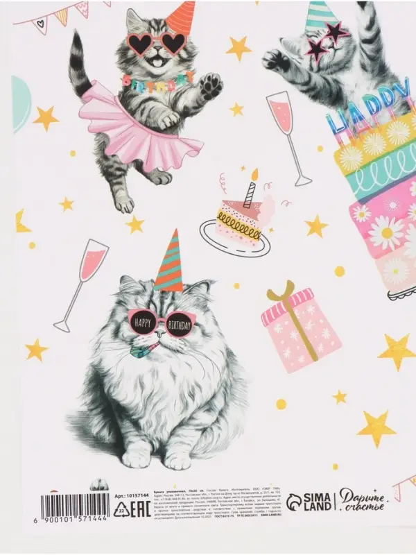 Бумага упаковочная глянцевая &laquo;Танцевальные поздравления&raquo;, 50&times;70 см