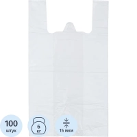 Пакет-майка ПНД 30+18х55 15мкм 100шт./уп. белый
