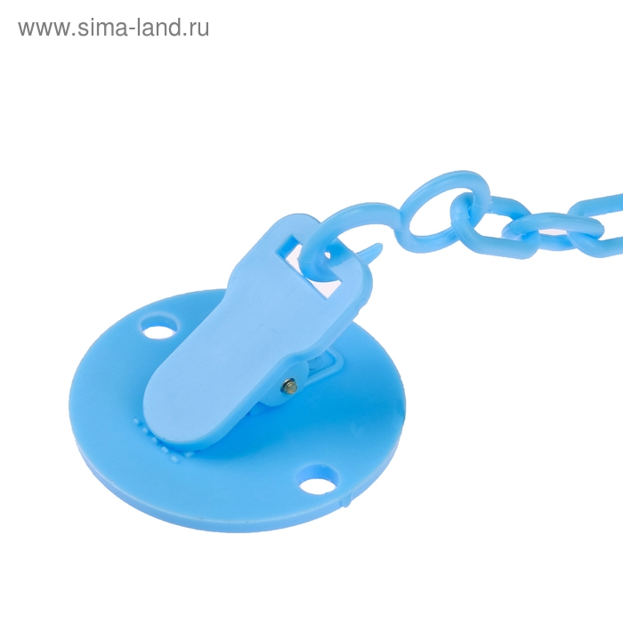 Держатель для соски - пустышки «Счастливый малыш», на цепочке, цвет синий