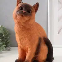 Фигурка (гипс) Кошка Сиамская окраска. Высота 31,5 см, Ширина 16 см, Длина 24 см.