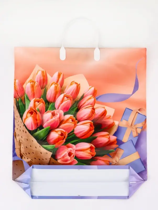 Пакет подарочный &laquo;Белиссимо&raquo;, полиэтиленовый с пластиковой ручкой, 40&times;44, 100 мкм