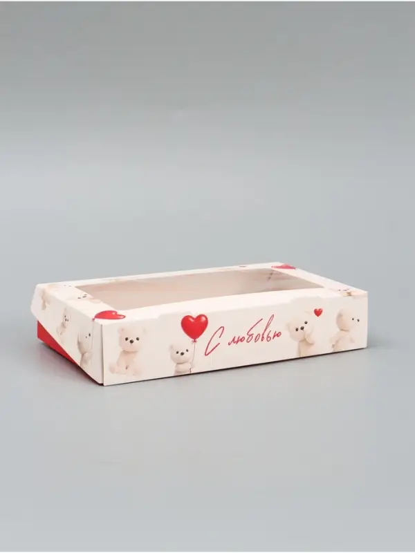 Коробка подарочная складная &laquo;С любовью&raquo;, 20&times;12&times;4 см, с окном