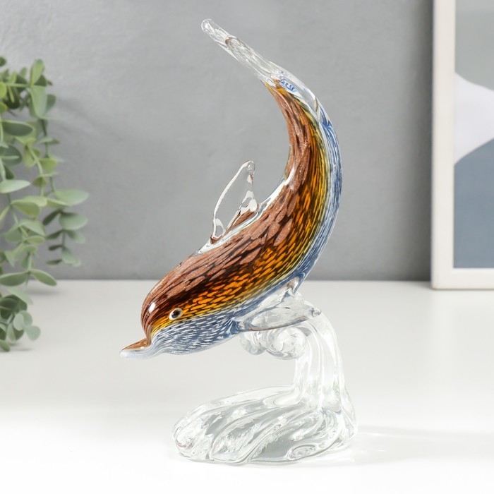 Сувенир стекло Сувенир стекло "Дельфин на волне" под муранское стекло МИКС 20,5х10 см