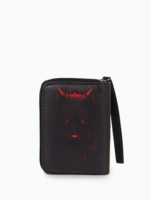 Кошелек дет 07-01-01 Июнь2529 волк, 12*1,5*9 см, 2 отд+отд/молн, д/карт, черный