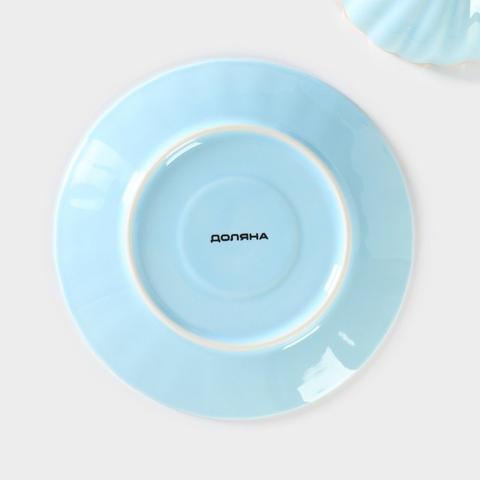 Чайная пара фарфоровая Доляна «Вивьен», 2 предмета: чашка 200 мл, блюдце d=15 см, цвет голубой Чайная пара фарфоровая Доляна «Вивьен», 2 предмета: чашка 200 мл, блюдце d=15 см, цвет голубой