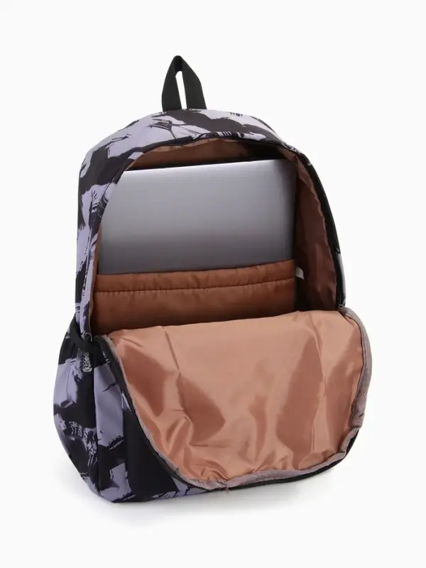 Рюкзак школьный на молнии, с карманами, абстрактным рисунком, размер 30&times;13&times;42 см, чёрный