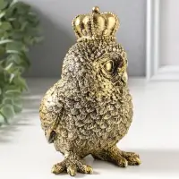 Сувенир полистоун "Золотая сова в короне" 10х10х16 см