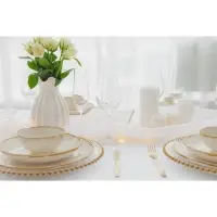 Тарелка глубокая Доляна Organic Gold, 620 мл, d=21.5 см, фарфор, белая