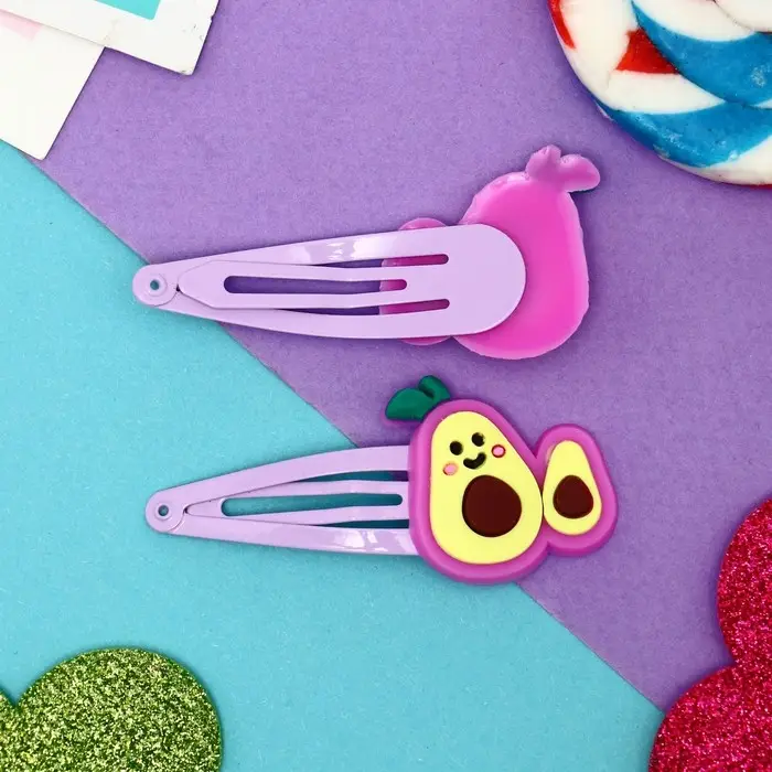 Невидимка для волос  Невидимка для волос "Абель" (набор 2 шт) авокадо, 5 см, сиреневый