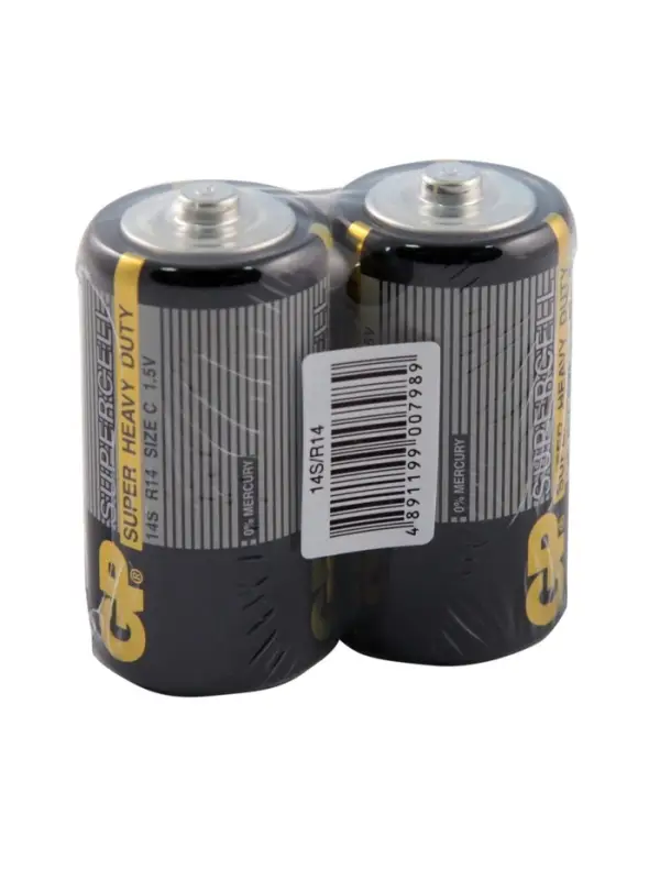 Батарейка солевая GP Supercell Super Heavy Duty, C, 14S / R14, 1.5 В, спайка, 2 шт.