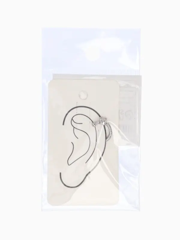 Серьга кафф &laquo;Драгоценность&raquo;, белая в серебре