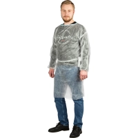 Халат одноразовый (накидка) на завязках белый 110 см рукав-резинка