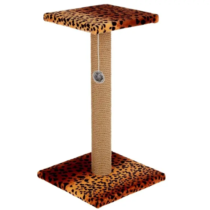 Когтеточка &laquo;Столбик&raquo;, 30&times;30&times;56 см, с площадкой и игрушкой, джут, МИКС