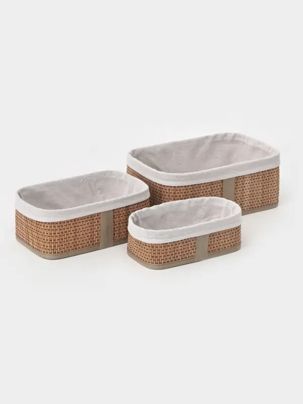 Корзины для хранения Naturel, прямоугольные, 3 шт.: от 22&times;12&times;8 см до 30&times;20&times;12 см
