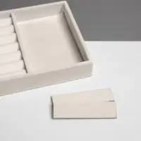 Подставка для украшений QF, 3 ячейки и 7 полос для колец, флок, 21&times;12.3&times;2.5 см, бежевая
