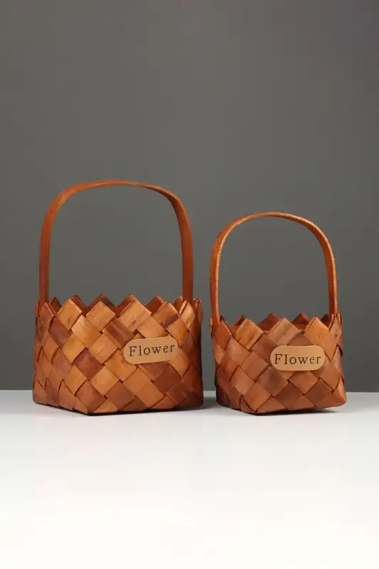 Набор корзин плетёных, 2 шт., 20&times;20&times;12 см, 16&times;16&times;10 см, ива, натуральный цвет