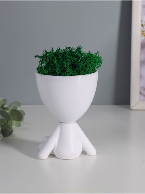 Кашпо пластиковое "Мистер Грин йог" 10,5*7,5*7,3 см белый
