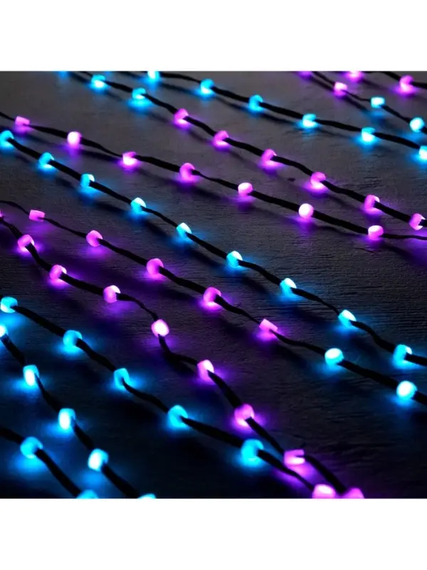 Умная гирлянда &laquo;Нить&raquo; 5 м, роса с насадками &laquo;Шарики&raquo;, IP20, черный провод, 100 LED, пульт ДУ, приложение, свечение RGB, USB