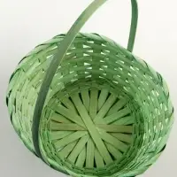 Корзина плетёная для хранения, бамбуковая, круглая, зелёная, набор 3 шт.