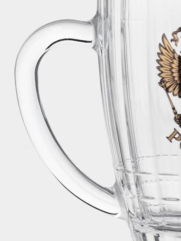 Пивная кружка &laquo;Герб России&raquo;, 500 мл, стекло, прозрачная