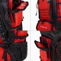 Рюкзак туристический, 90 литров, 6 наружных карманов, шнуровка, красный