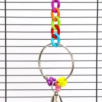 Игрушка для птиц "Кольцо и бусы" с колокольчиками, 20 х 7 см, микс цветов