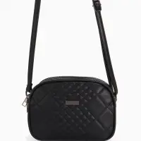 Сумка женская кросс-боди на молнии, 19&times;7&times;15 см, в клетку, чёрная