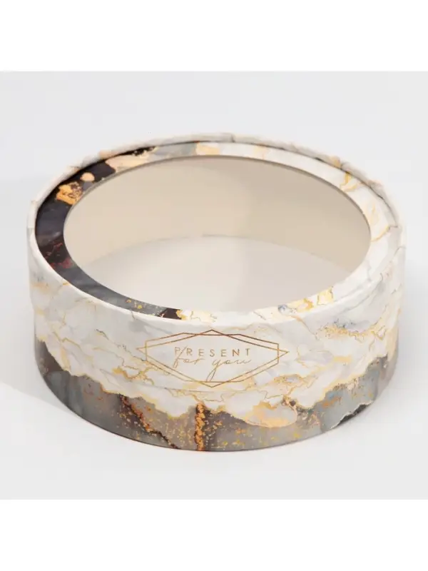 Коробка для макарун, кондитерская упаковка тубус с окном, &laquo;Мрамор&raquo; 16&times;16&times;5 см