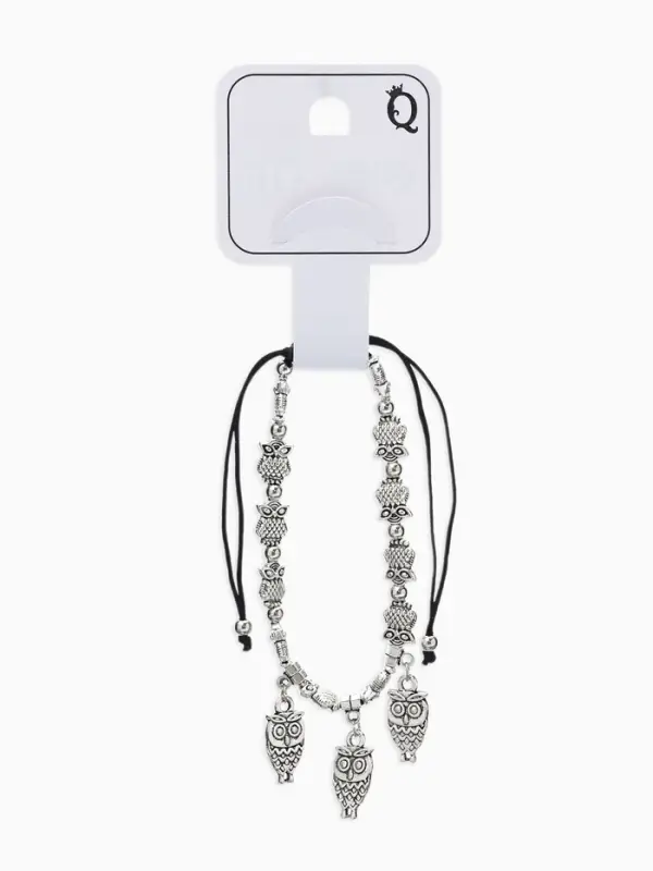 Браслет металл &laquo;Марджери. Совы&raquo;, d=6 см, затягивающийся, цвет серебро