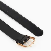Ремень жен, 06-01-01-02, 3,5*0,3*110 см, без винта, пряжка золото, 2 прокол, черный