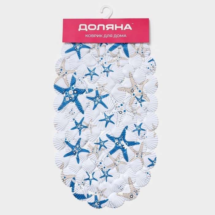 Коврик противоскользящий в ванну на присосках Доляна «Морские звёзды», 37,5×68 см, цвет белый Коврик противоскользящий в ванну на присосках Доляна «Морские звёзды», 37,5×68 см, цвет белый