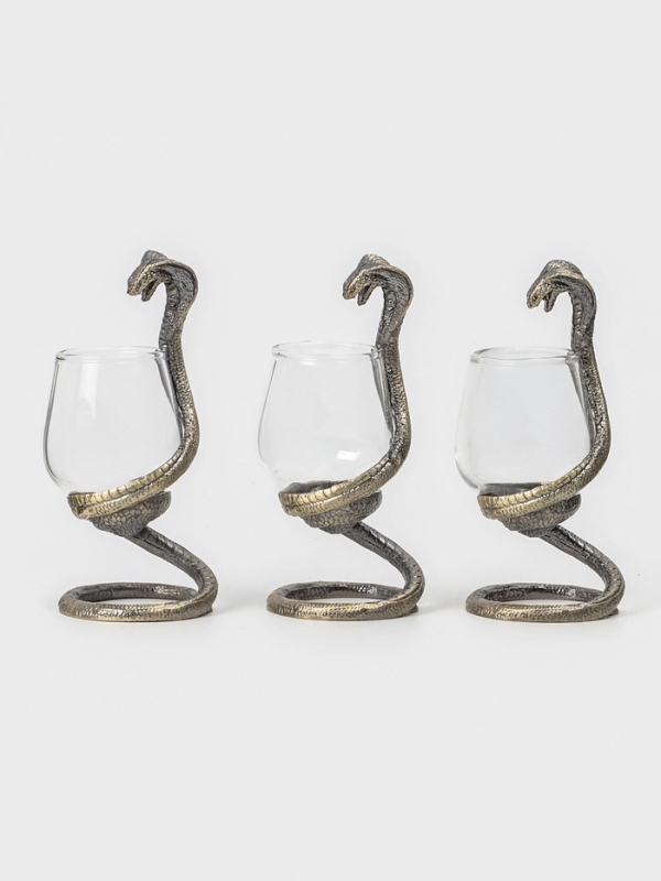 Рюмки для водки "Кобра", подарочный набор на 3 персоны, рюмка 50 мл, бронза