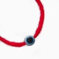 Браслет-оберег «Красная нить» шерстяная, турецкий глаз, цвет синий,30см