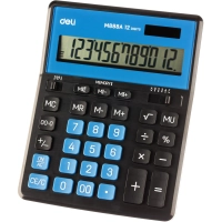 Калькулятор настольный Deli полноразм. EM888A, 12-ти разряд., голубой/черн