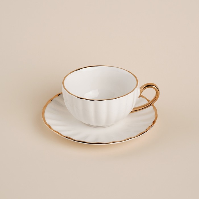 Чайная пара фарфоровая SL Home «Гарда», 2 предмета: чашка 200 мл, блюдце d=15 см, цвет белый Чайная пара фарфоровая SL Home «Гарда», 2 предмета: чашка 200 мл, блюдце d=15 см, цвет белый