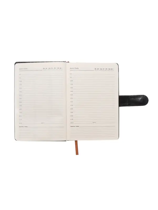 Ежедневник недатированный формат А5, с хлястиком, 112л, линия, пвх, Классика Черный Ежедневник недатированный формат А5, с хлястиком, 112л, линия, пвх, Классика Черный