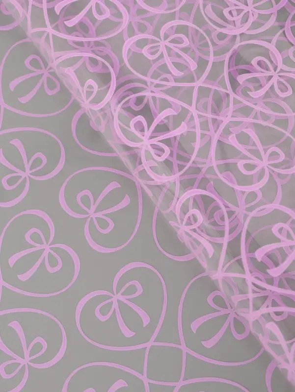 Плёнка для цветов &laquo;Бантики&raquo;, прозрачная/светло- сиреневая, 0.6&times;9.3&plusmn;5% м, 40 мкм, 200 г