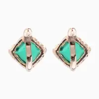 Серьги со стразами &laquo;Эдель&raquo;, ромб, зелёные в розовом золоте