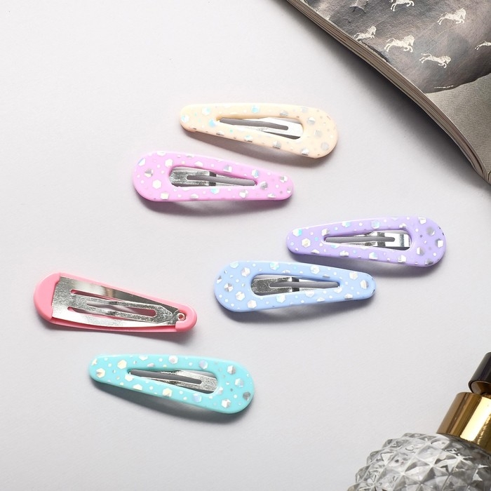 Невидимка для волос  Невидимка для волос "Беатрис" (набор 6 шт) сияние, 5 см