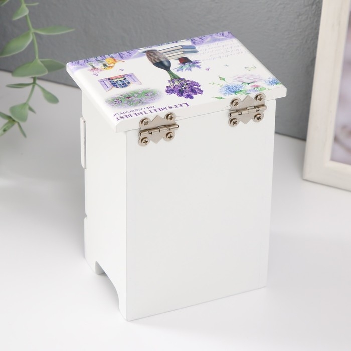 Шкатулка дерево 3 ящика  Шкатулка дерево 3 ящика "Ваза с лавандой" 6,5х9х12 см