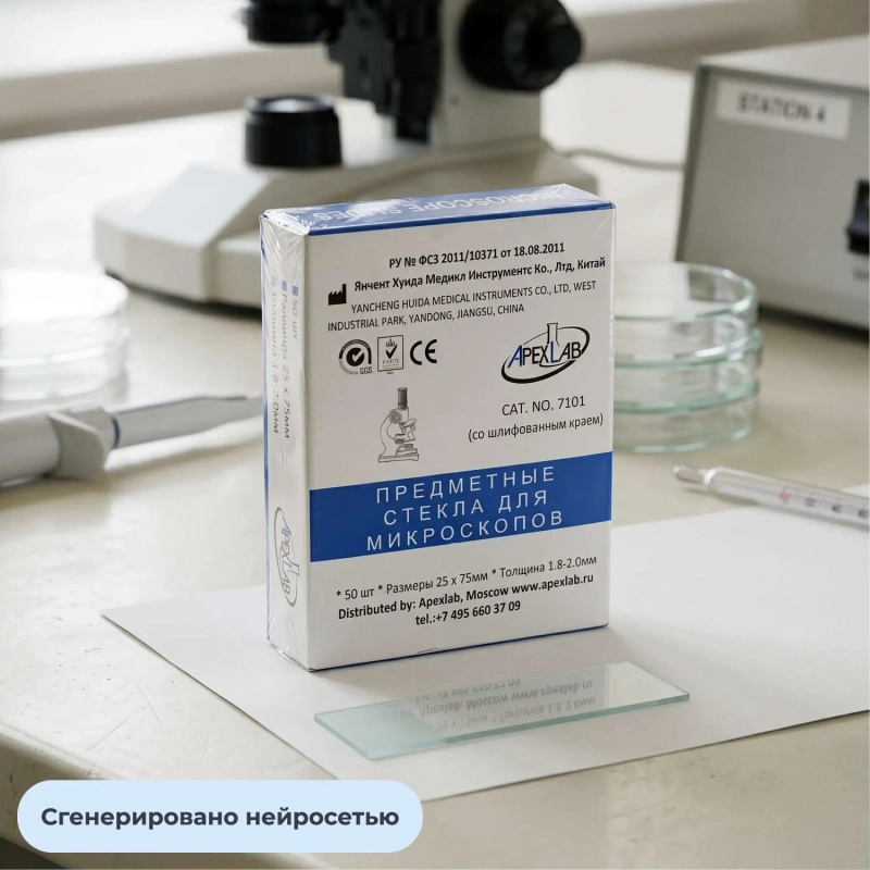 Стекло предметное 75х25х1,1 со шлиф. краями Apexlab 7101 72 шт/уп