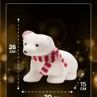 Фигура светодиодная &laquo;Мишка в колпаке&raquo;, 20 LED, 15&times;30&times;26 см, постоянное свечение, от батареек, свечение тёплое белое