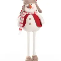 Игрушка новогодняя &laquo;Снеговик в шапке-ушанке&raquo;, высота регулируется, 13&times;22&times;51/65 см