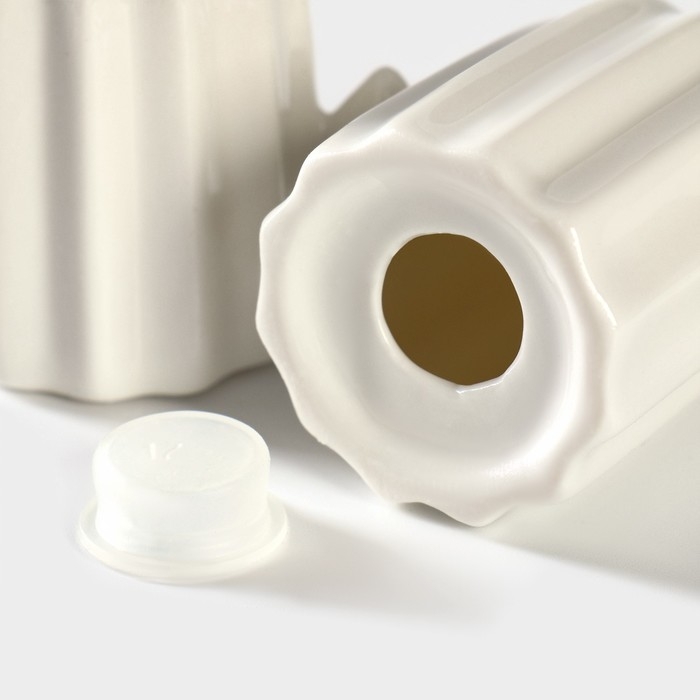 Набор фарфоровый для специй на подставке из бамбука BellaTenero «Кактусы», 12×12,5×10 см, цвет белый Набор фарфоровый для специй на подставке из бамбука BellaTenero «Кактусы», 12×12,5×10 см, цвет белый