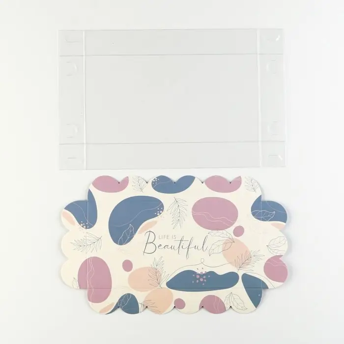 Коробка для печенья, кондитерская упаковка с PVC крышкой, &laquo;Абстракция&raquo;, 10.5 х 21 х 3 см